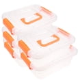 thumbnail image 2 of Orange Plastic Toy Storage Organizer with Handle for Home Use Durable Transparent Bins 5pcs, 2 of 10
