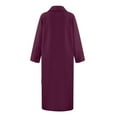 thumbnail image 4 of Women's Long Wool Blend Overcoat Elegant Full-Length Winter Trench Coat with Lapel Collar, Purple, 4 of 4