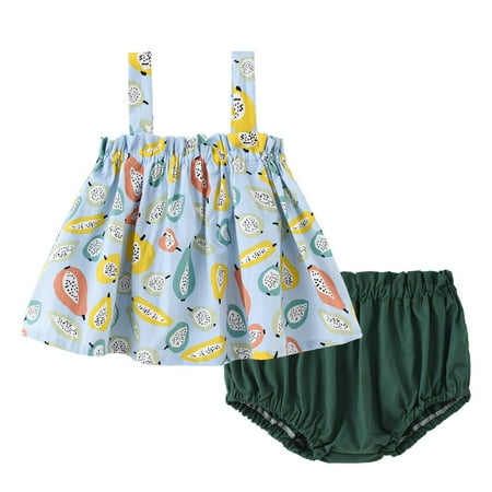 

Fesfesfes Toddler Girls Clothes Set Colorful Sleeveless Shirt Short Pants Summer Outfit