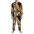 thumbnail image 3 of Cauagu Squirrels Eating Peanuts On The Tree Print Men's Long-Sleeve Pajama Set,Soft Button-Front 2Pjs for Men Long Sleeve Men’s Sleepwear-, 3 of 7
