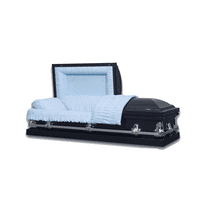 Casket Emporium Oxford Series, Blue Metal Funeral Casket, Rectangular Shape with Plush Interior