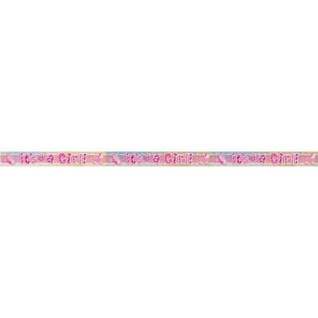 Prismatic Foil It's a Girl Baby Shower Banner, 9 ft, Pink, 1ct