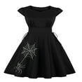 thumbnail image 1 of Women Formal A-Line Dress Spider Print Cap Sleeves Evening Gown, 1 of 7