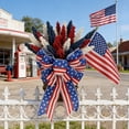 thumbnail image 4 of Red White Blue Patriotic Wreath With Bow Independence Day Star Decor Wreath, Fourth Of July Front Porch Door Wreath Summer Wall Hanging Ornament Charming Festive Door Decor, 15.8in, B, 4 of 6