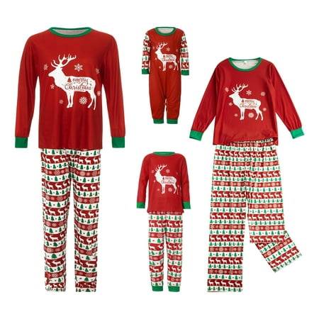 

FOCUSNORM Family Christmas Pjs Matching Sets Deer Christmas Matching Jammies for Adults and Kids Holiday Xmas Sleepwear Set
