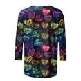 thumbnail image 4 of mihongmao Valentines Day Shirts Crewneck Women's Fashion Tees Casual Crewneck 3/4 Sleeve Loose T Shirt Ladies Blouses Shirts Multicolor 3X, 4 of 4
