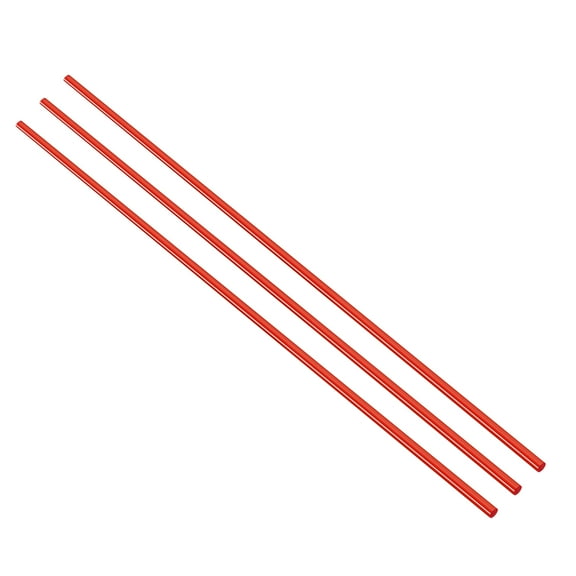 Acrylic Round Rod, Red,1/4" Diameter,18-1/8" Length, Solid Plastic PMMA Bar Stick 3pcs