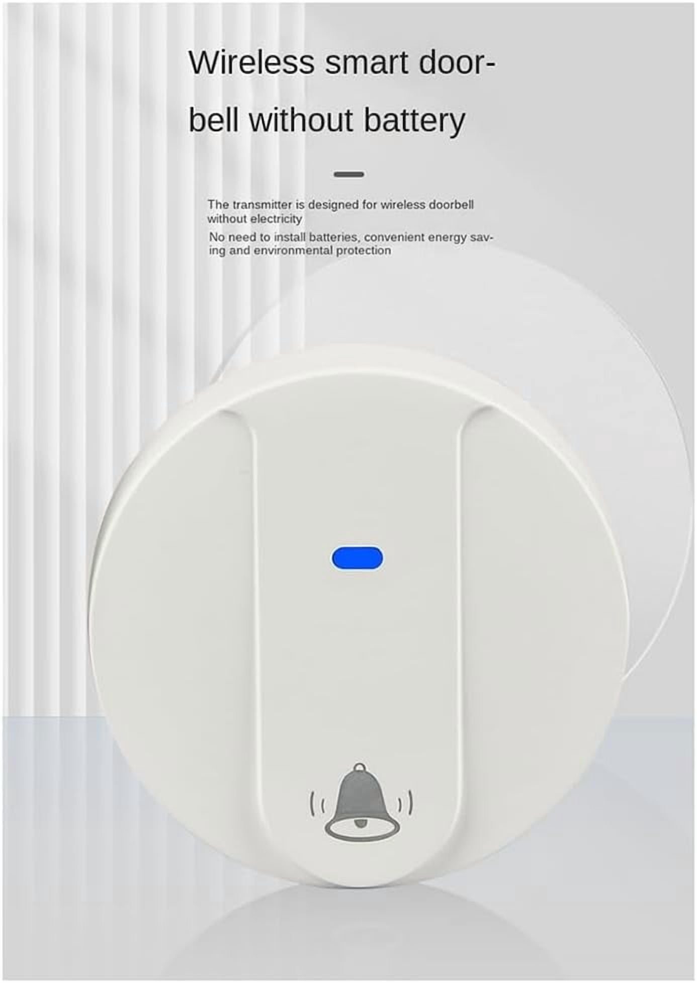Wireless Doorbell Waterproof Smart Doorbell IP68 Home Door Bell Intelligent 58 Songs 4-Level Volume Control, White