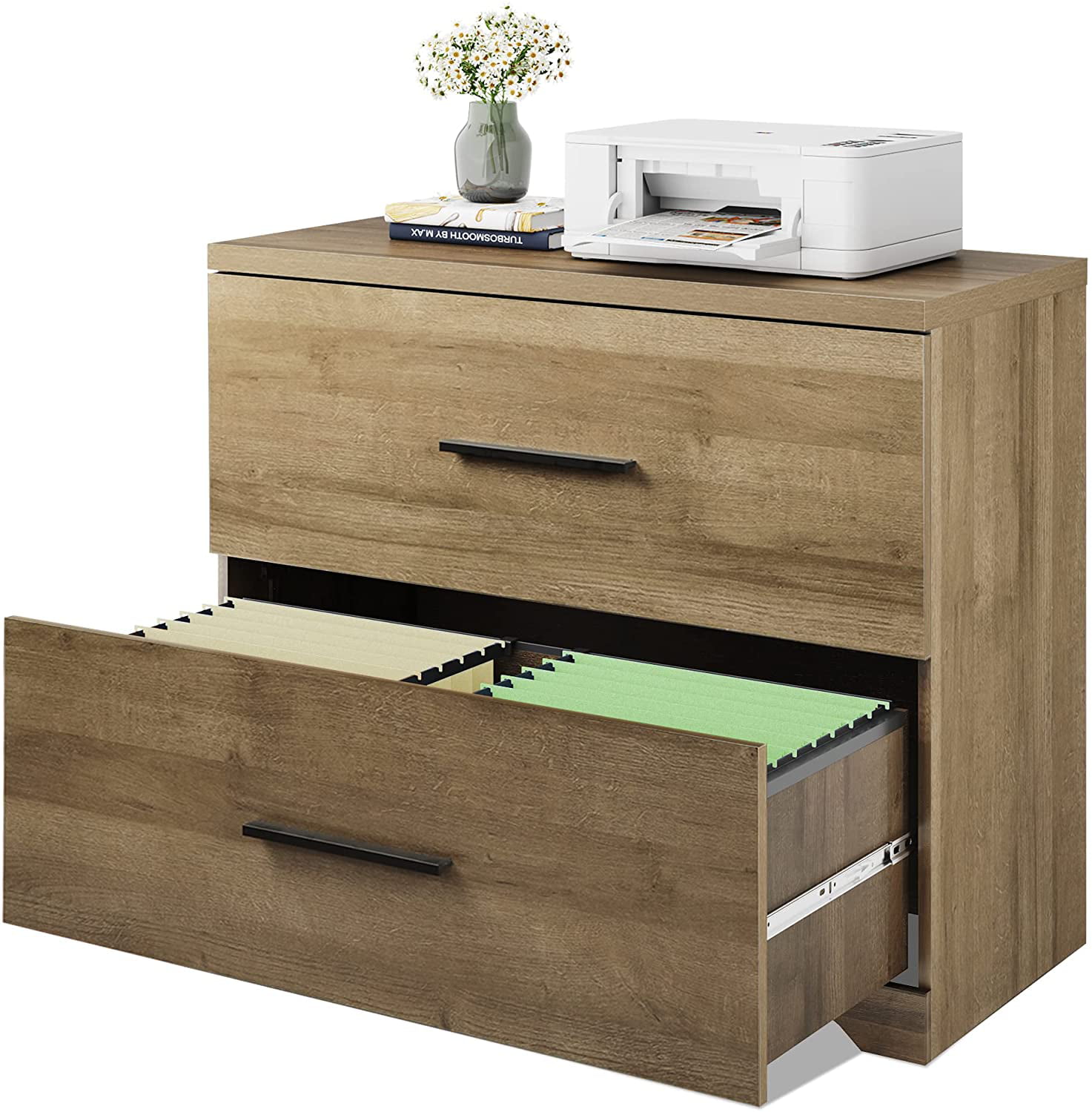 2 Drawer Wood File Cabinet Filing Office Storage Furniture Legal/Letter Size 
