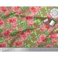 thumbnail image 3 of Soimoi Crepe Silk Fabric Leaves & Peony Floral Print Fabric by Yard 42 Inch Wide, 3 of 3