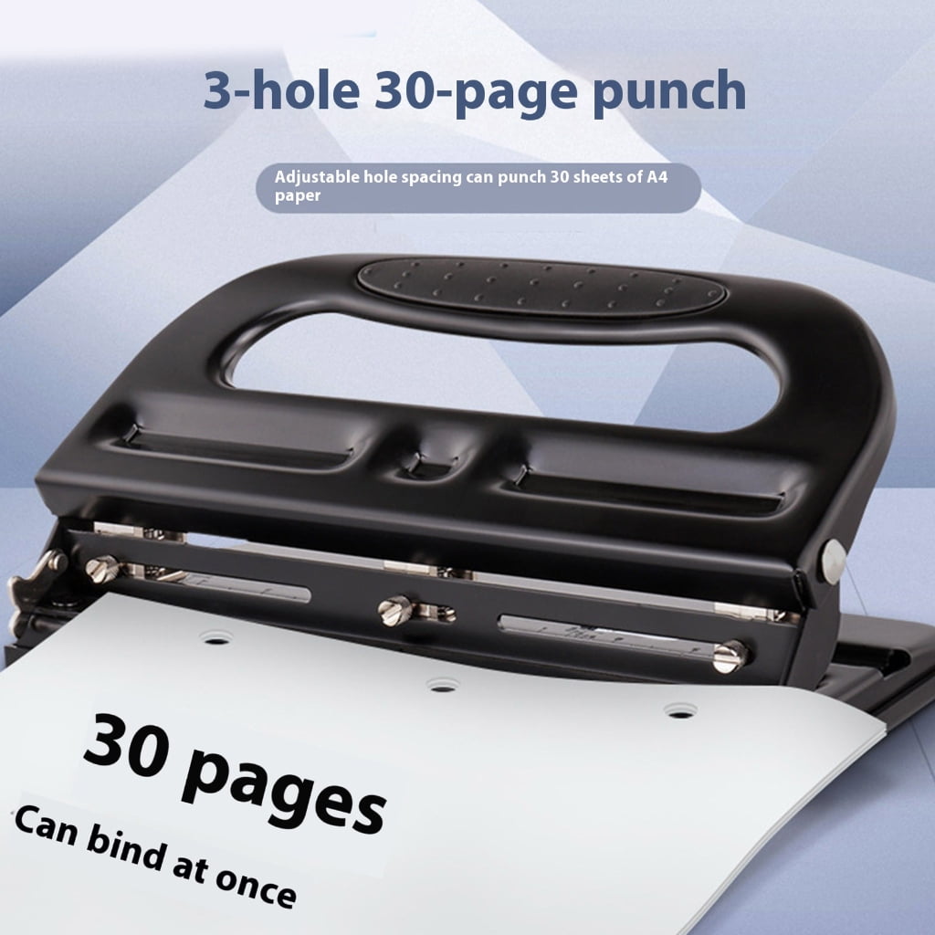 Adjustable 3 Hole Punches 30 Sheet Capacity Labor Saving Paper Punching Machine