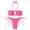#045-Hot Pink, variant on Triangle Bikini Set for Women Halter Swimsuit Beaded Solid Tie Textured Cheeky Swimwear Two Piece Bathing Suit