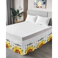 thumbnail image 4 of Sunshine Watercolor Bed Skirt Sunflowers Bees Grey Plaid Farmhouse Bed Skirts California King Size 16 Inch Drop, Wrap Around Dust Ruffle&nbsp;Bedskirt with Adjustable Elastic Belt for Queen Size Beds, 4 of 7