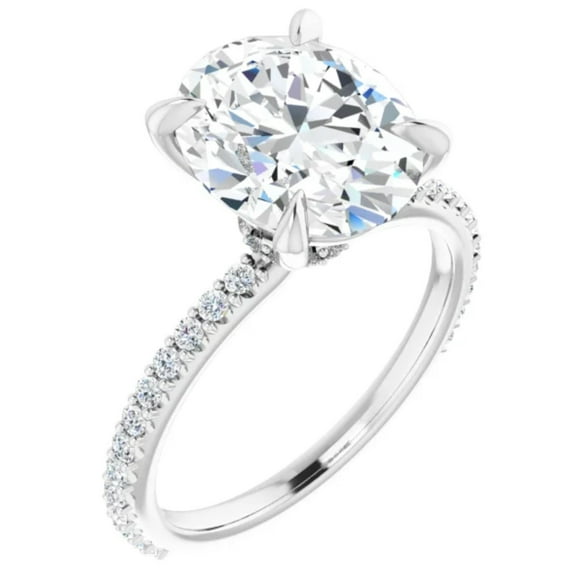 Talia Moissanite Engagement Ring Oval Solitaire Hidden Halo