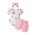 thumbnail image 3 of WUANDIXFA Baby Girl Summer Clothes Bow Bear Ruffle Sleeveless Romper Bodysuit Jumpsuit Tops Shorts Set Outfit (Pink, 9-12 Months), 3 of 7