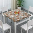 thumbnail image 3 of Light Pink Football and Flowers Pattern Square Fitted Tablecloth with Elastic Edge,Square Table Cover,Washable Elastic Table Cover for Home Kitchen Party Decor 34"x34", 3 of 6