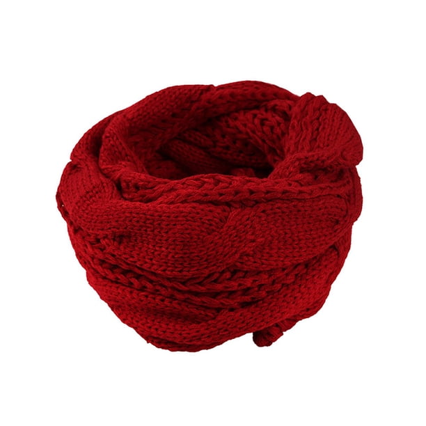 Bufanda de punto para calentar el cuello para mujer, ligera, cómoda y gruesa. Rojo