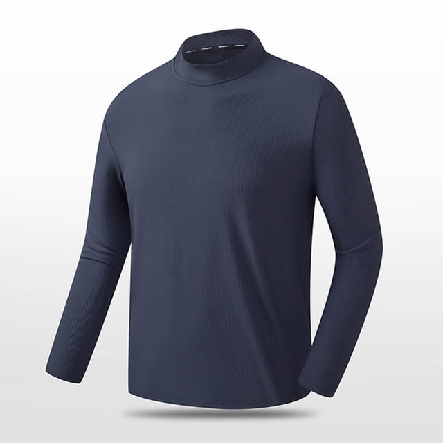 AherBiu Plus Size Mens Stretch Long Sleeve Shirts Turtleneck Causal Quick-Drying Pullover Fall Outdoor Athletic Tops