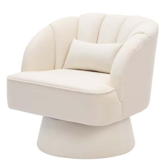 Swivel Barrel Chair, Accent Chair with Armrest, Modern 360 Degree Swivel Barrel Chair with Curve Back, Comfy Round Velvet Armchair Single Sofa, for Living Room Bedroom Reading
