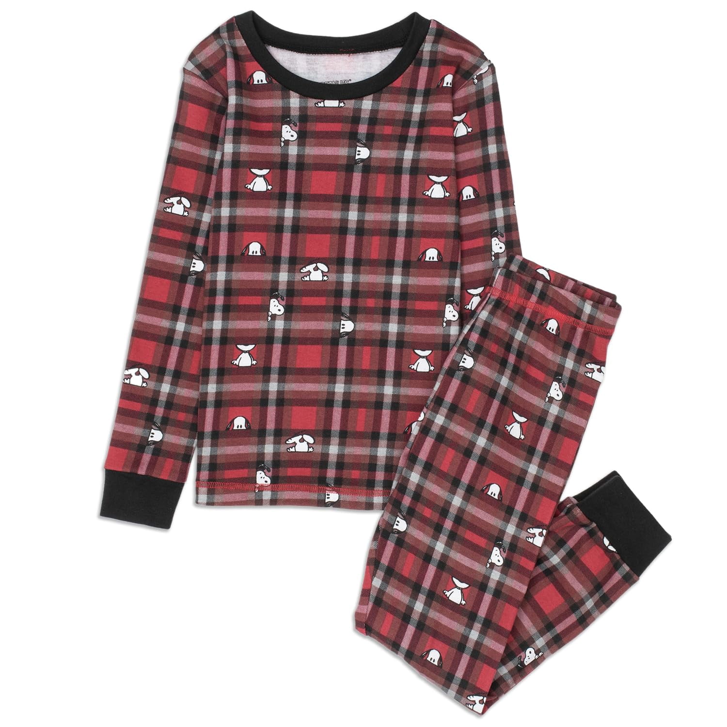 PEANUTS Toddler Boys Girls Snoopy Family Matching Pajamas Sleepwear 2-Piece Sets for Christmas with Woodstock Charlie Brown Linus (Red Plaid, 2T)