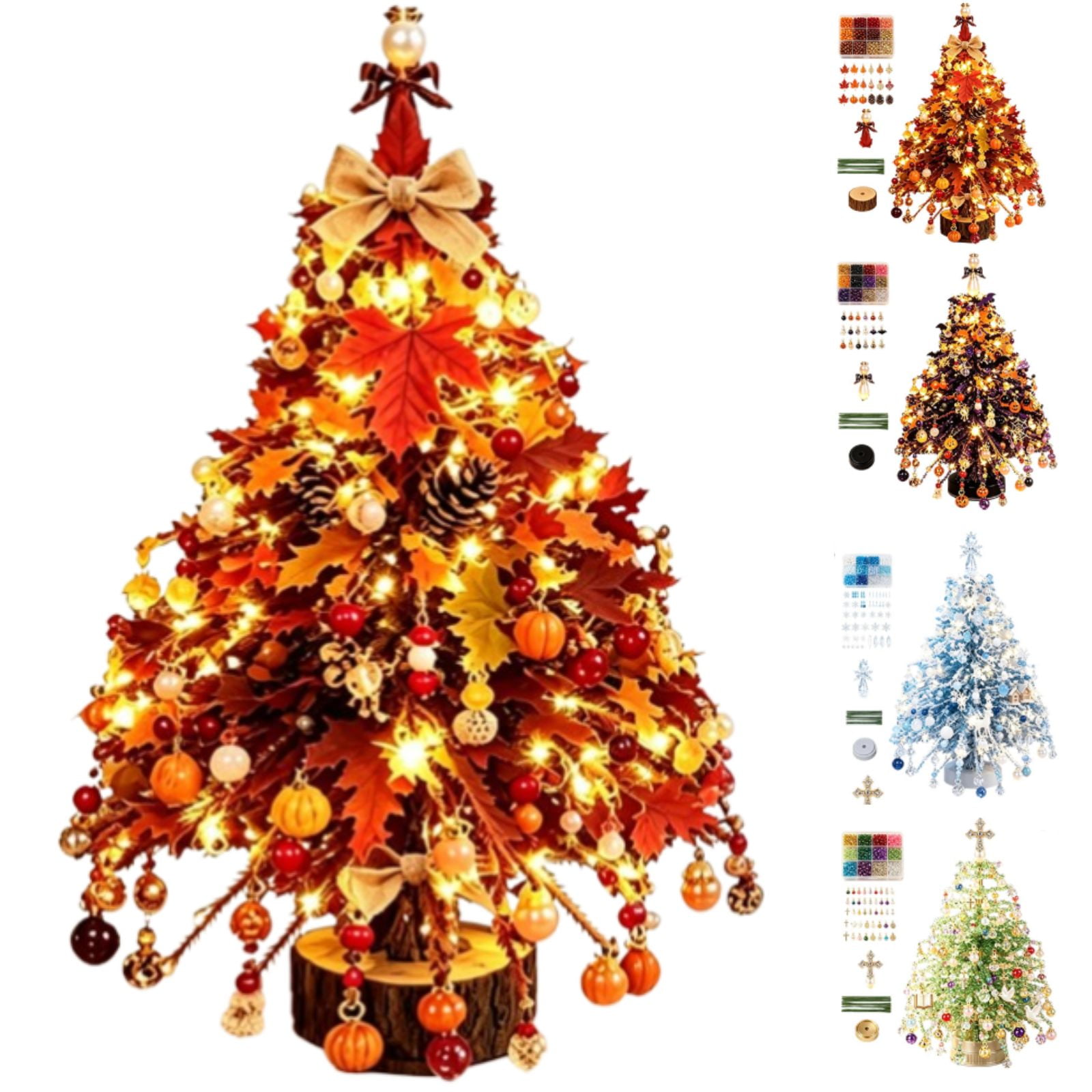DIY Beaded Mini Christmas Tree Craft Kit Christmas Tree Tabletop Cute Xmas Table Decoration for Office Desk Shelf Dorm Party Tiny Table Top Décor Scale Elf Accessories Shining Xmas Gift C