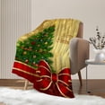 thumbnail image 3 of Christmas Fleece Throw Blanket Couch Sofa Bed Green Red Gold Christmas Tree Blanket Xmas Holiday Throw Blanket Soft Lightweight Fuzzy Plush Decorative Blankets and Throws 50x60, 3 of 6
