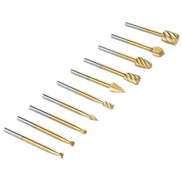 10PCS Carbide Rotary Tungsten Burr Set, 1/4-Head 1/8 Shank Die Grinder Bit Grinding-Head for Carving