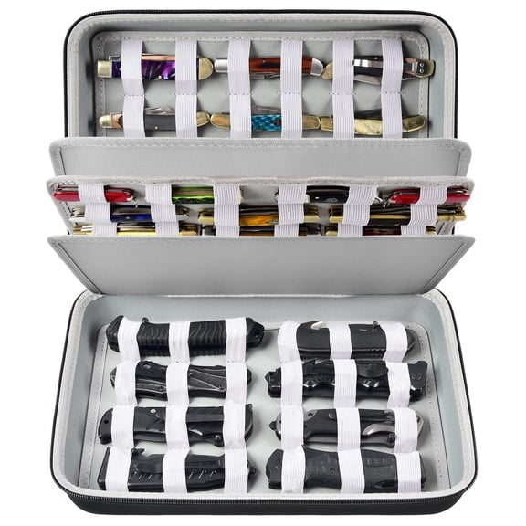 ALKOO Knife Display Case for 44  Pocket Knives, Folding Knives, Knife Carrying Organizer-Case Only