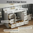 thumbnail image 6 of Deluxe Living 48" Bathroom Vanity with Marble Top, Fully-Assembled vanity with Ceramic Sink,Solid Wood Frame,Greige White, 6 of 9