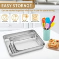 thumbnail image 4 of Baking Pans Set of 3, VeSteel Stainless Steel Sheet Cake Pan for Oven - 12.5/10.5/9.4Inch, Rectangle Bakeware Set for Cake Lasagna Brownie Casserole Cookie, Non-toxic & Healthy, Dishwasher Safe, 4 of 7