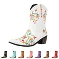 thumbnail image 2 of UngA Sexy Boots for Women Cowboy Boots Embroidered Cowgirl Boots Western Mid-Calf Knee-High Boots with Heel Black,7, 2 of 7