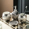 thumbnail image 4 of Juego de baño de cerámica de lujo ligero de 5 piezas que incluye dispensador de jabón, vaso for enjuague bucal y jabonera., 4 of 6