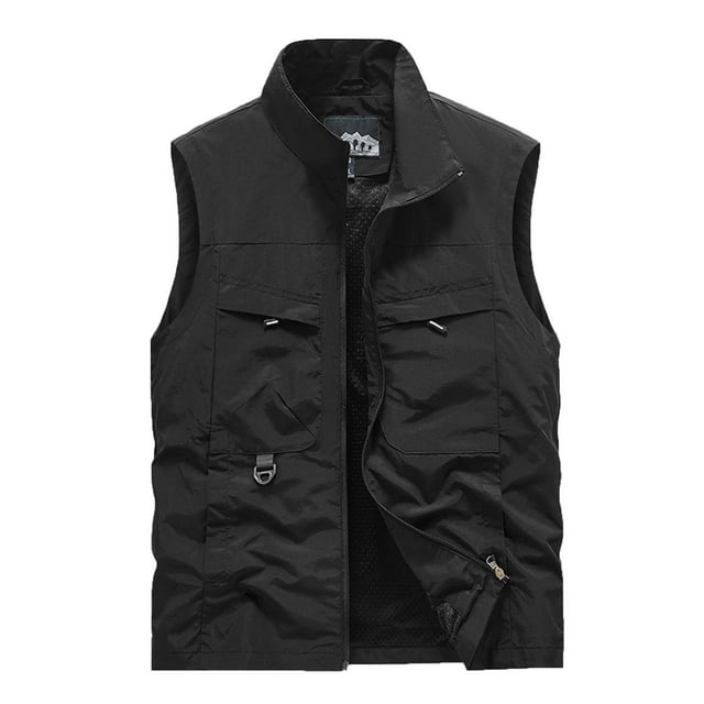 Birdeem Mens Work Clothes Jacket Solid Color Stand Collar Multiple Pockets Outdoor Sports Photography Leisure Coat