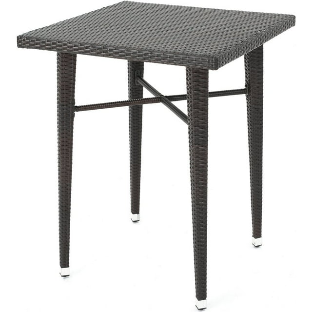 Noble House Dominica Outdoor 32.5" Square Multibrown Wicker Bar Table
