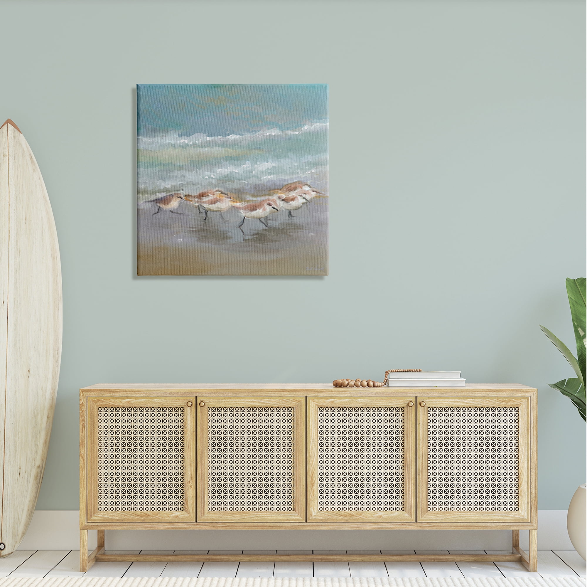 Stupell Nautical Sea Birds Shoreline Waves Landscape Painting Gallery Wrapped Canvas Print Wall Art