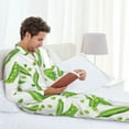 thumbnail image 4 of Mens Pajamas Set, funny green Peas Button-Down Pajamas for Men Long Sleeve Mens Sleepwear Lounge Pjs Set, 4 of 5