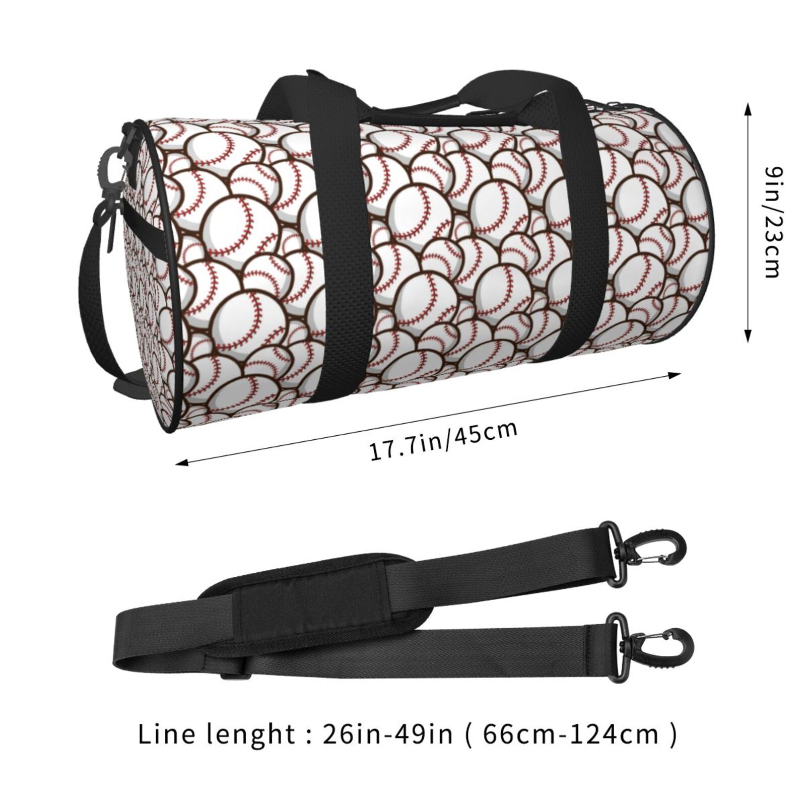 Horeoi Cute Baseball Print Foldable Travel Duffle Bag with Removable Strap - Water-Resistant Gym Vacation Luggage Multi-Pocket Design