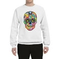 thumbnail image 2 of Wild Bobby Dean Russo Colorful Sugar Skull Streetwear Unisex Crewneck Graphic Sweatshirt, White, 3X-Large, 2 of 5