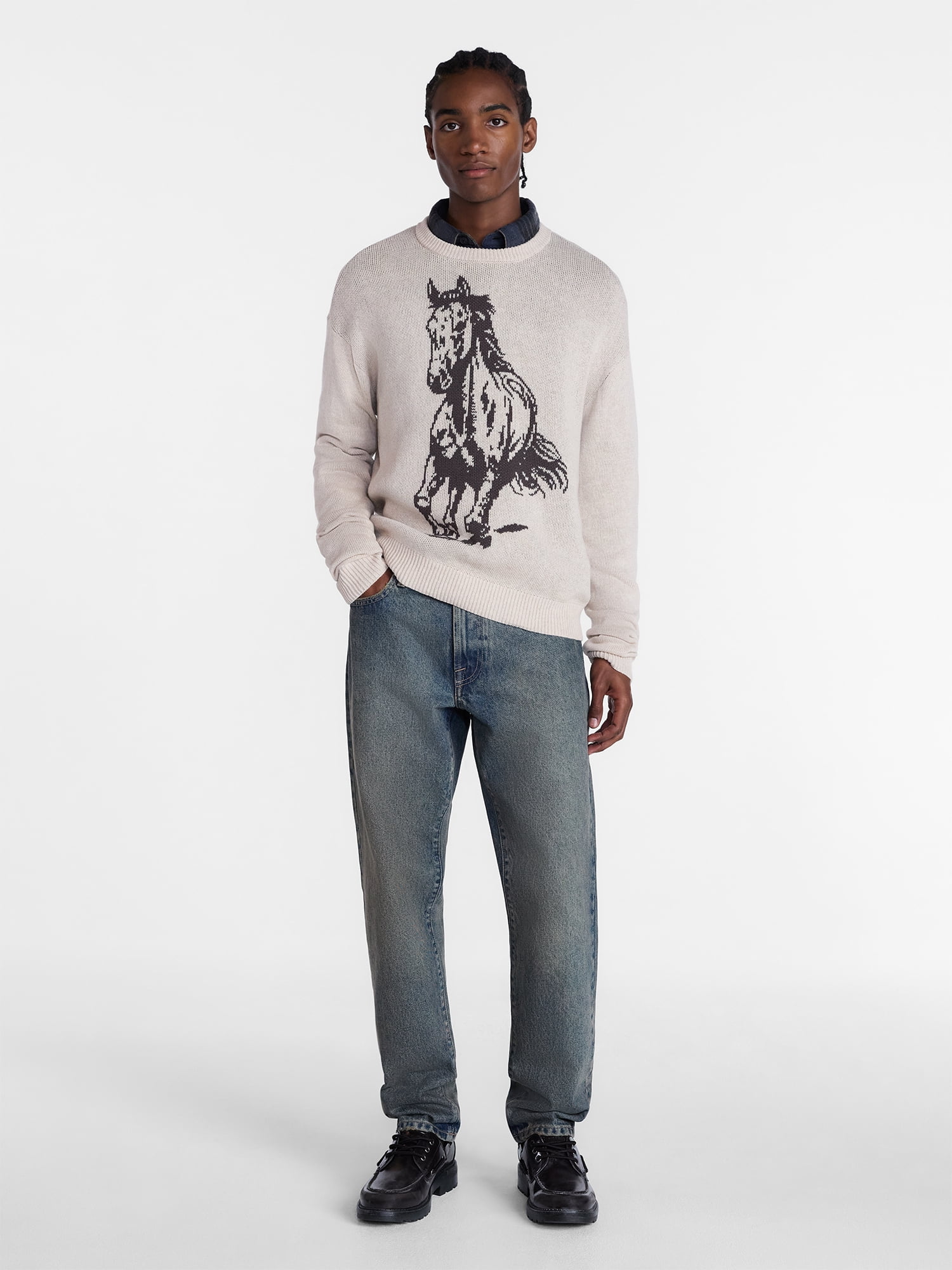 No Boundaries Western Graphic Oversized Fit Sweater, Men's Sizes XS-5XB