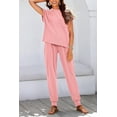 thumbnail image 2 of BTFBM Women's Two Piece Tracksuit Outfits Summer Short Sleeve Tops Long Pants Jogger Lounge Matching Sets Sweatsuit, 2 of 7