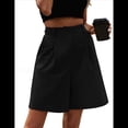 thumbnail image 1 of Pantalones Cortos de Verano para Mujer, con Cintura Elástica, Pierna y Hasta la Rodilla, con Bolsillos, Color Negro, Talla S, 1 of 9