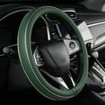 thumbnail image 3 of Green Leather Steering Wheel Cover Fiber Strip Car Steering Wheel Cover Universal 15 inch, 3 of 5