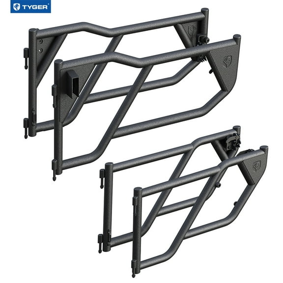 Tyger Auto TG-DR4J62288 Tubular Doors Compatible with 2007-2018 Jeep Wrangler JK (NOT JL) 4-Doors | Textured Black | Mirror Mount | Front & Rear Door Set