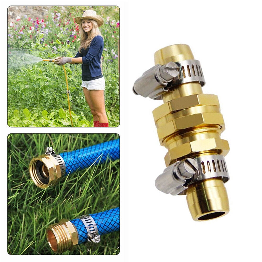 Brass Garden Hose Repair Connector with Clamps, Garden Hose Fitting Fit 5/8" And 3/4" Water Hose End Mender, Quick Connect Garden Hose Fittings, Garden Hose Quick Disconnect,10 Set