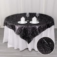 thumbnail image 2 of Efavormart 72" Black Metallic Fringe Shag Tinsel Square Polyester Table Overlay, 2 of 5