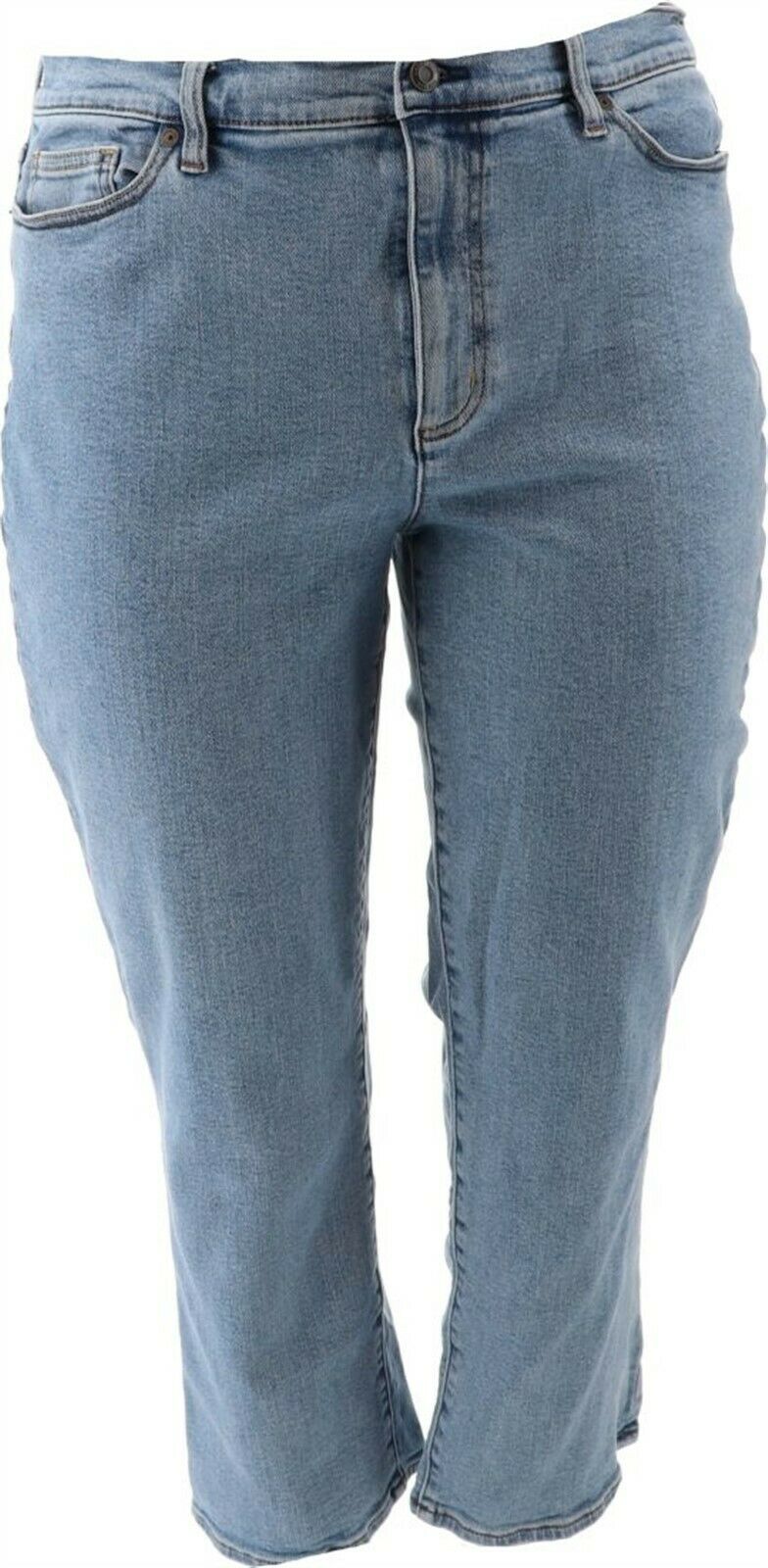 Lands' End Ankle Cab Jeans Midvale Wash 16 New 502076