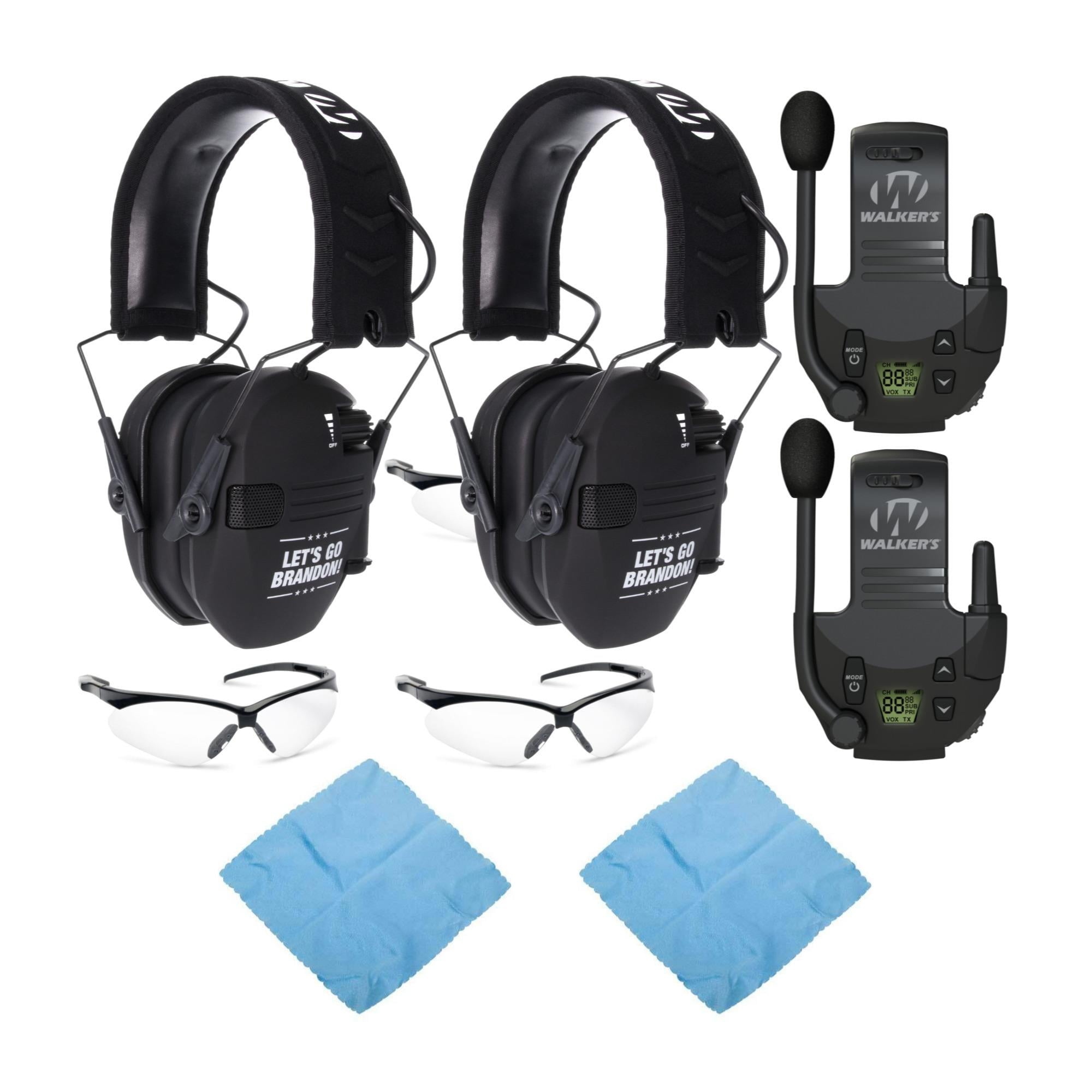 Walker's Razor Slim Shooting Earmuffs 2Pack Walkie Talkies and Glasses