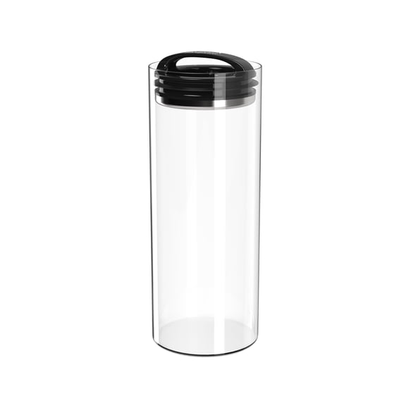 Prepara Evak 46 fl oz Compact Large Vacuum Seal Glass Food Storage Container, Black Gloss Handle