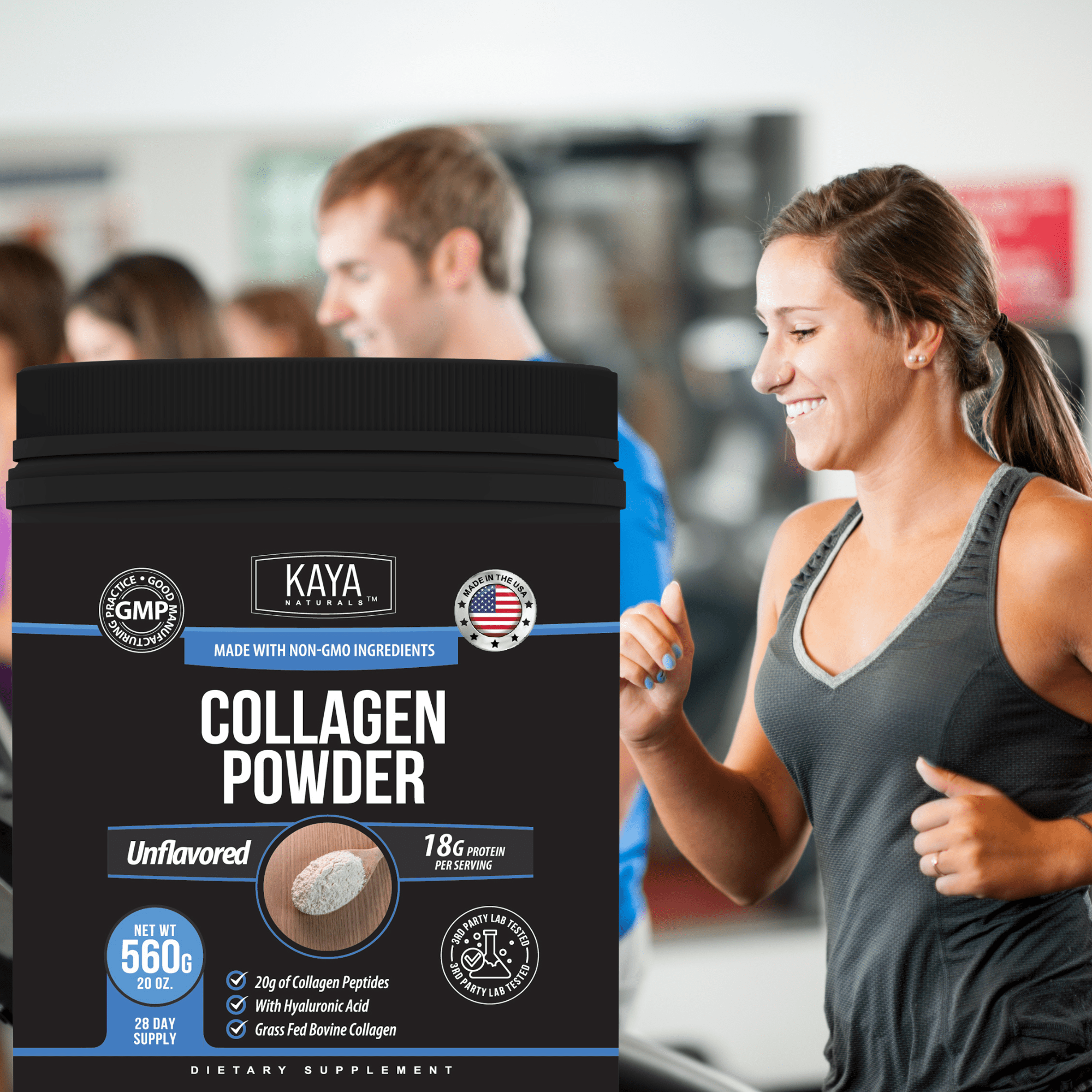 Kaya Naturals Collagen Powder for Hair, Skin & Nails Support, Daily Wellness & Beauty Supplement, Unflavored, 20 oz