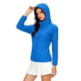 thumbnail image 2 of Women's Plus Size Hooded Sun Protection Jacket Full Zip Elastic Cuff Long Sleeve Sun Sweatshirt Lightweight Outdoor Windbreaker Coats Blue, 2 of 8